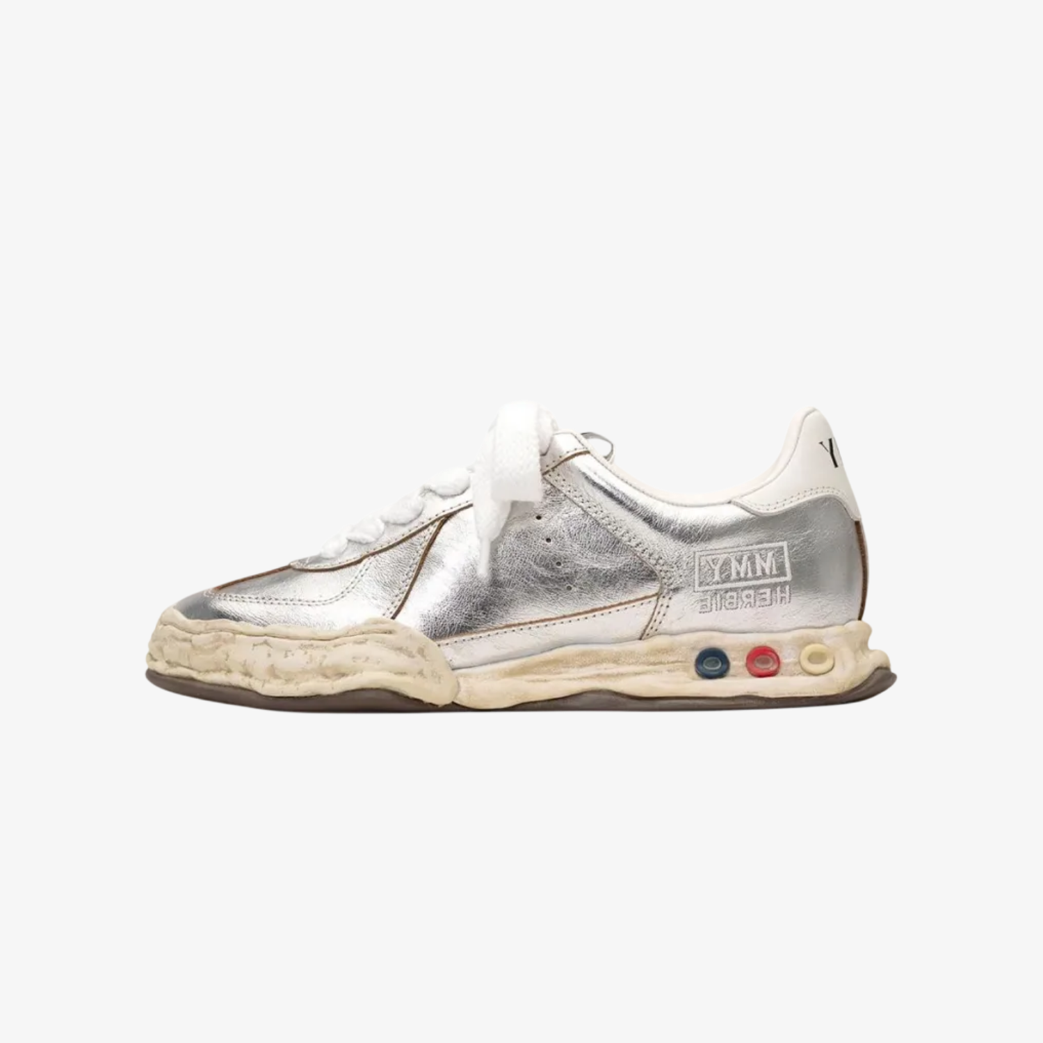Mihara Yasuhiro Herbie Original Sole Wrinkled Leather Low-Top Sneaker Silver