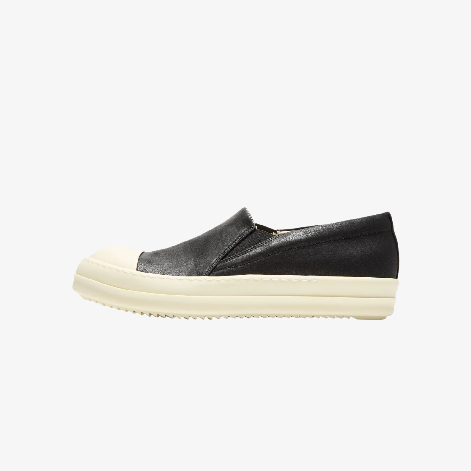 Rick Owens Boat Sneaks Scarpe in Denim Black/Milk/Milk