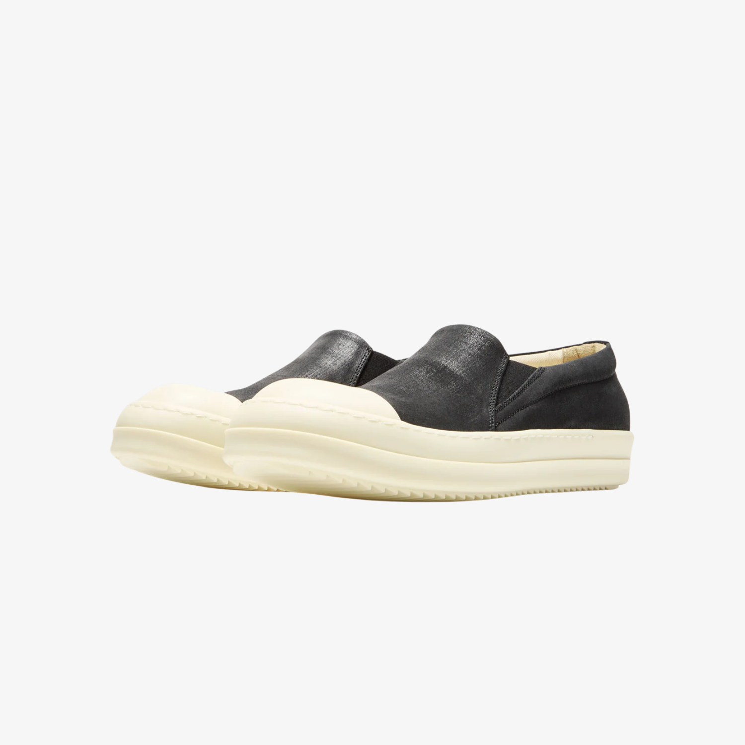 Rick Owens Boat Sneaks Scarpe in Denim Black/Milk/Milk