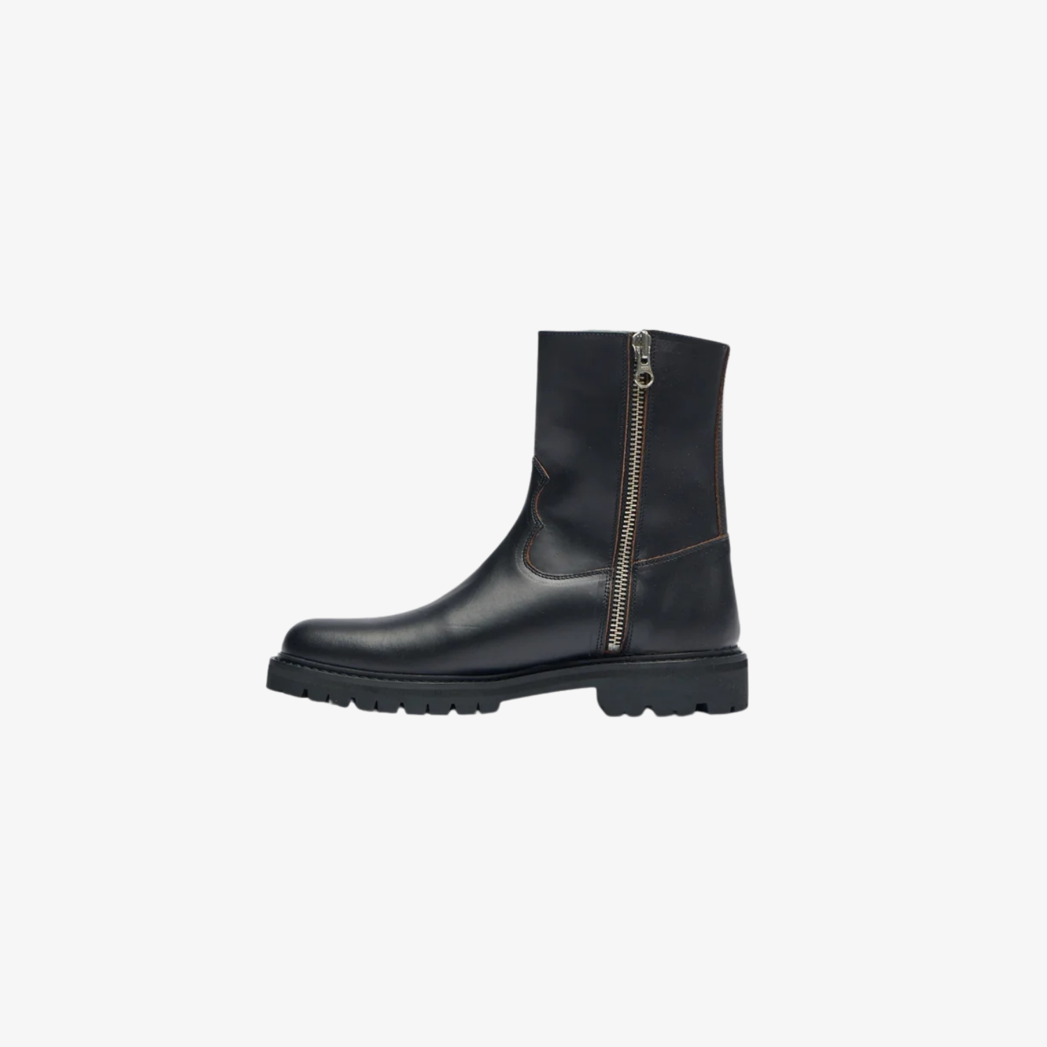 Vinny's Moto Boot Black Pull-Up Leather